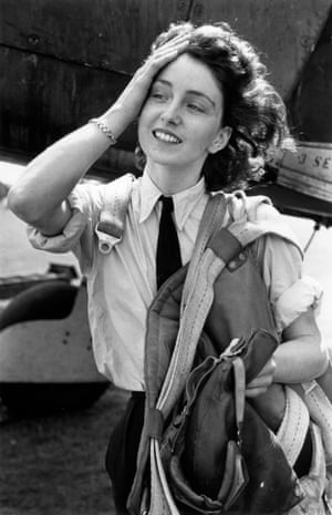 First Officer Maureen Dunlop, one of the ferry pilots of the ATA (Air Transport Auxiliary) who transport newly manufactured aircraft from the factory to the aerodrome during the second world war