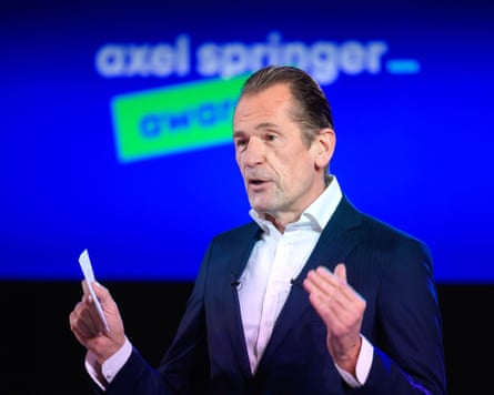 Axel Springer CEO Mathias Döpfner speaks at an award ceremony