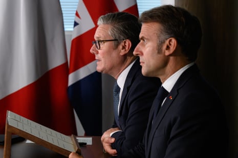 Keir Starmer and Emmanuel Macron astatine nan Northwood subject HQ this afternoon.