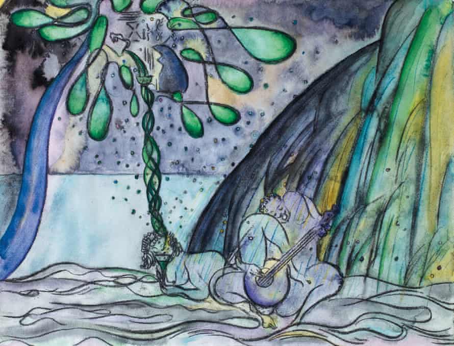 A detail from Chris Ofili’s original watercolour for The Caged Bird’s Song