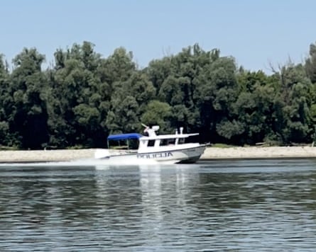 A Croatian police patrol boat near Verdis in July 2025.