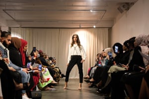 A model wears Youmsara on the modest runway