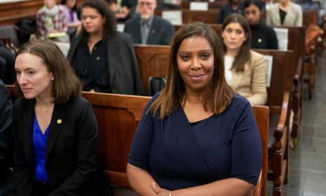The New York attorney general, Letitia James, sits in the courtroom before day two of Cohen’s testimony.