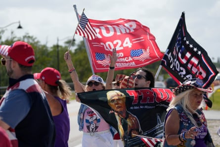 Supporters of Donald Trump rally outside his Mar-a-Lago estate in Palm Beach.
