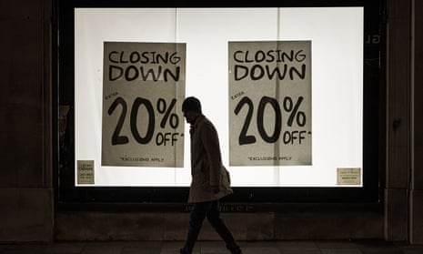A House Of Fraser shop in Cardiff advertising a closing down sale, reflecting the 0.4% drop in UK retail purchases in November 2022; the rise of 0.3% predicted by industry analysts did not materialise