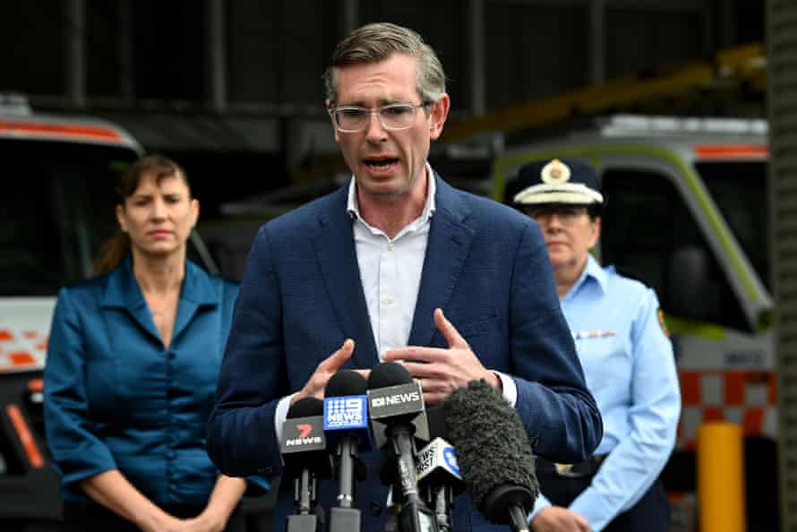 NSW premier Dominic Perrottet speaks to the media during a press conference in Sydney today