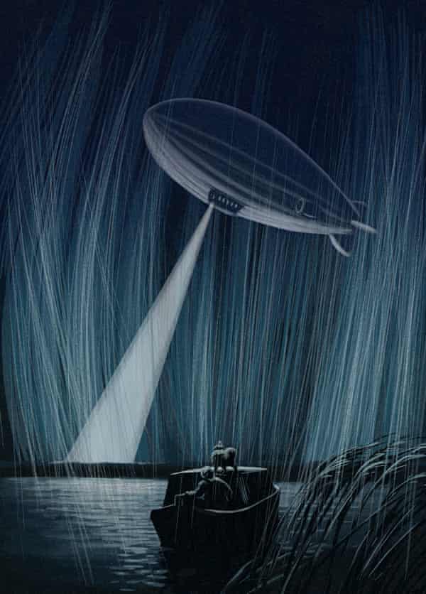 The zeppelin was turning around ahead of them, its searchlight probing the rain and the dark marsh gloom below it.