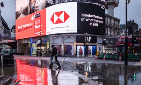 A giant advert for HSBC at Piccadilly Circus in central London. 