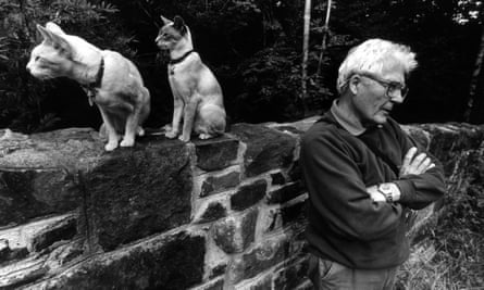 James Lovelock with his cats.