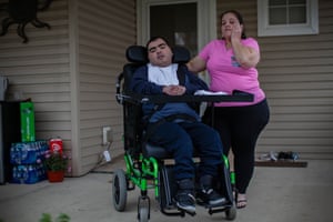Seleste and her husband, Pedro, alternated the care of her son Juan, who doesn’t talk and can’t eat or move on his own.