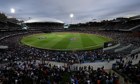 A general view during the ICC Men's T20 World Cup Semi Final match between India and England at Adelaide Oval .