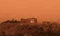 The skies above Athens were filled with an orange haze as dust clouds arrived from the Sahara after days of strong winds from the south