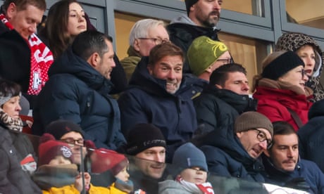 Red Bull’s Head of global football, Jürgen Klopp watches the German Bundesliga match between RB Leipzig and Werder Bremen.