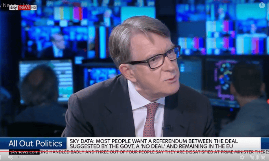 Peter Mandelson on Sky’s All Out Politics