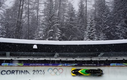 The Jamaican four-man bobsleigh team practise ahead of Sunday's showdown.
