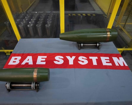 Examples of 105mm and 155mm artillery shell casings at the BAE Systems factory in Washington.