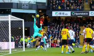 Tottenham Hotspur goalkeeper Paulo Gazzaniga makes a save.