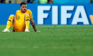 Australiaâs Joshua Risdon looks dejected after the defeat against Peru