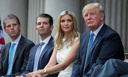 Donald Trump with his children Eric Trump, Donald Trump Jr and Ivanka Trump in 2014.