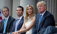 Donald Tump, ivanka Trump, eric trump and Donald Trump Jr sitting in a row