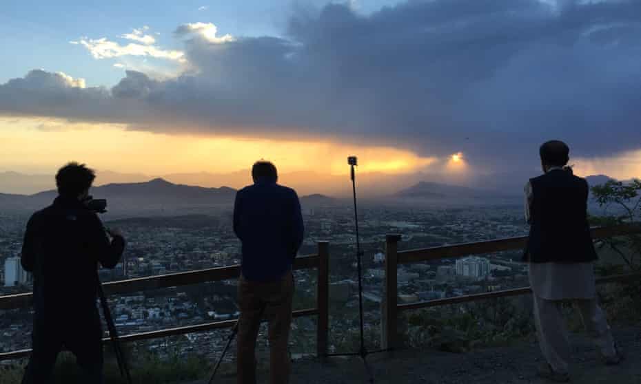 Filming from TV hill at sunrise in Kabul, Afghanistan, 2015. 