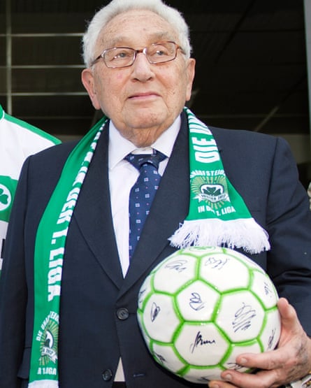 Kissinger visiting the stadium of SpVgg Greuther Fürth, his childhood football team, in southern Germany in 2012.