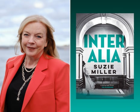 Side by side image of Suzie Miller next to the book jacket of Inter Alia.