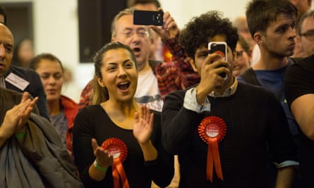 Labour supporters at the Harrow count on election night.