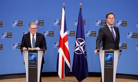 Starmer and Rutte speaking in Brussels.