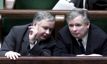 The Kaczyński brothers Lech, left, and Jarosław during a parliamentary session in Warsaw in 2005.