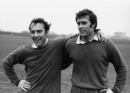 Greaves with Geoff Hurst at West Ham’s training ground, Chadwell Heath, 1970.