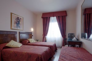 Bedroom at Hotel La Pace, Pisa, Italy.