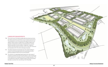 An illustration showing the scale of the proposed Elsham Tech Park