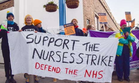 Nurses on a picket line outside Great Ormond Street hospital in central London