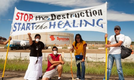 First Nation Canadians protest against the destruction and pollution of the tar sands industry at the annual Healing Walk.