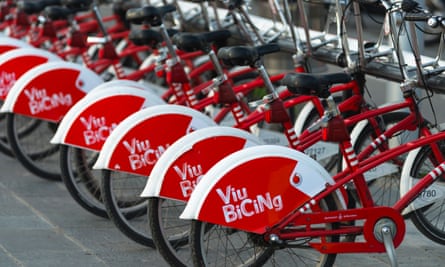 Bikes for hire from Barcelona’s Bicing scheme.