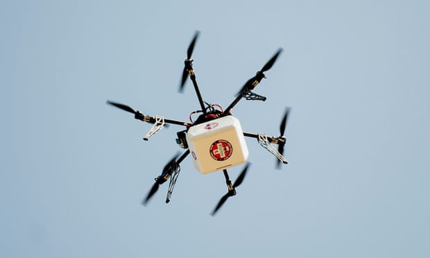 A drone sets off to deliver medicine.