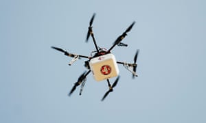 A drone delivers supplies and medicine in the US.