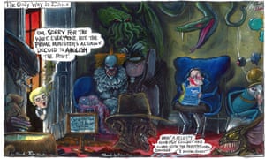 Martin Rowson cartoon 18.06.2022: baddies real and fictional wait in queue for job as Johnson's ethics adviser