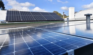 A home rooftop solar system in Adelaide. A report by Beyond Zero Emissions that is backed by business and investment leaders has found Australia could fight the recession by hastening the shift to zero greenhouse gas emissions.