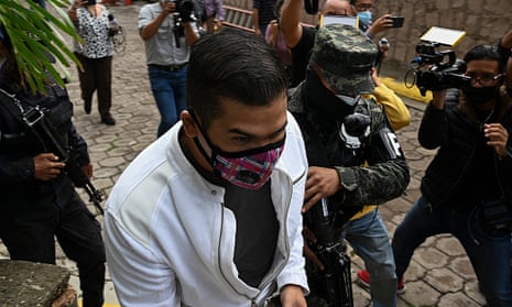 Roberto David Castillo arrives at a court in Tegucigalpa on Monday.