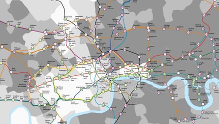 Mapping life expectancy. In the Lives on the Line project, academics at UCL have mapped the average length of life of residents at each tube stop on the Underground network. See the full version here.