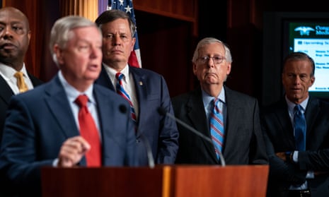 Mitch McConnell with Lindsey Graham in July last year. Graham’s words come amid a rumbling dispute between McConnell and Trump.