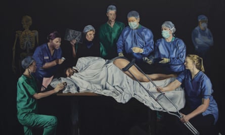 Trauma, by Alastair Faulkner (in green). The artist, a surgeon, was inspired by Renaissance painters.