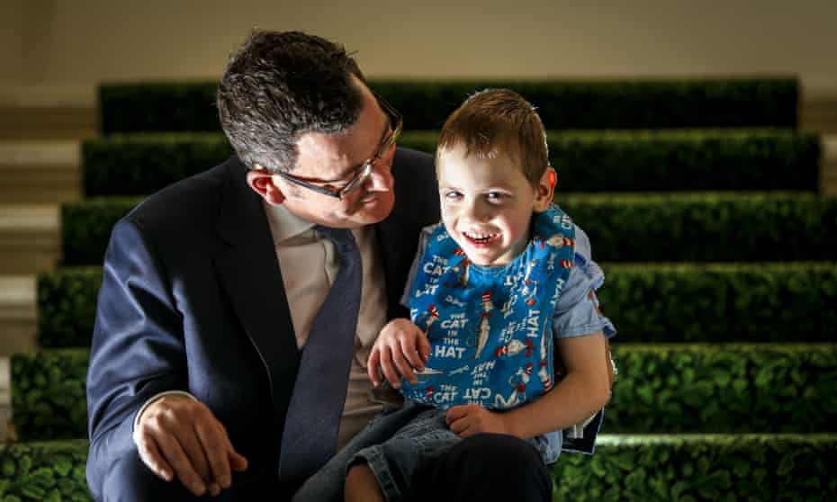 Victoria Premier Daniel Andrews with four-year-old epilepsy suffer Cooper Wallace