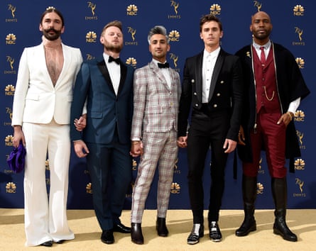 Queer Eye presenters (l-r) Jonathan Van Ness, Bobby Berk, Tan France, Antoni Porowski and Karamo Brown at the 70th Annual Primetime Emmy Awards on September 17 2018.