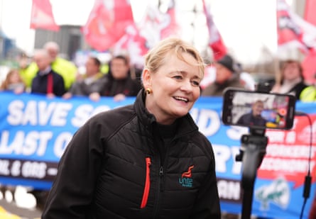 Sharon Graham at a demonstration