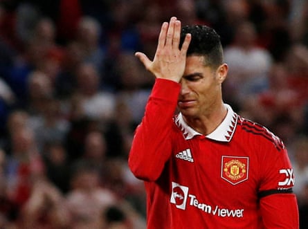 Cristiano Ronaldo reacts in frustration