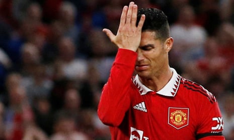 Manchester United's Cristiano Ronaldo reacts against Real Sociedad.