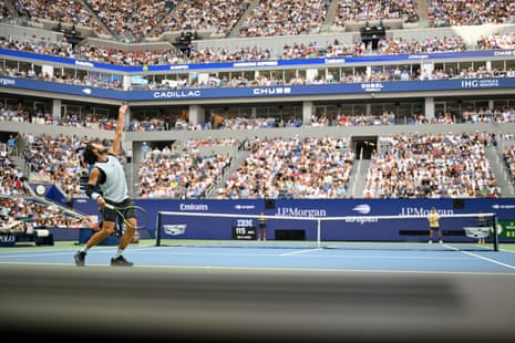 Spain's Carlos Alcaraz serves to USA's Tommy Paul.